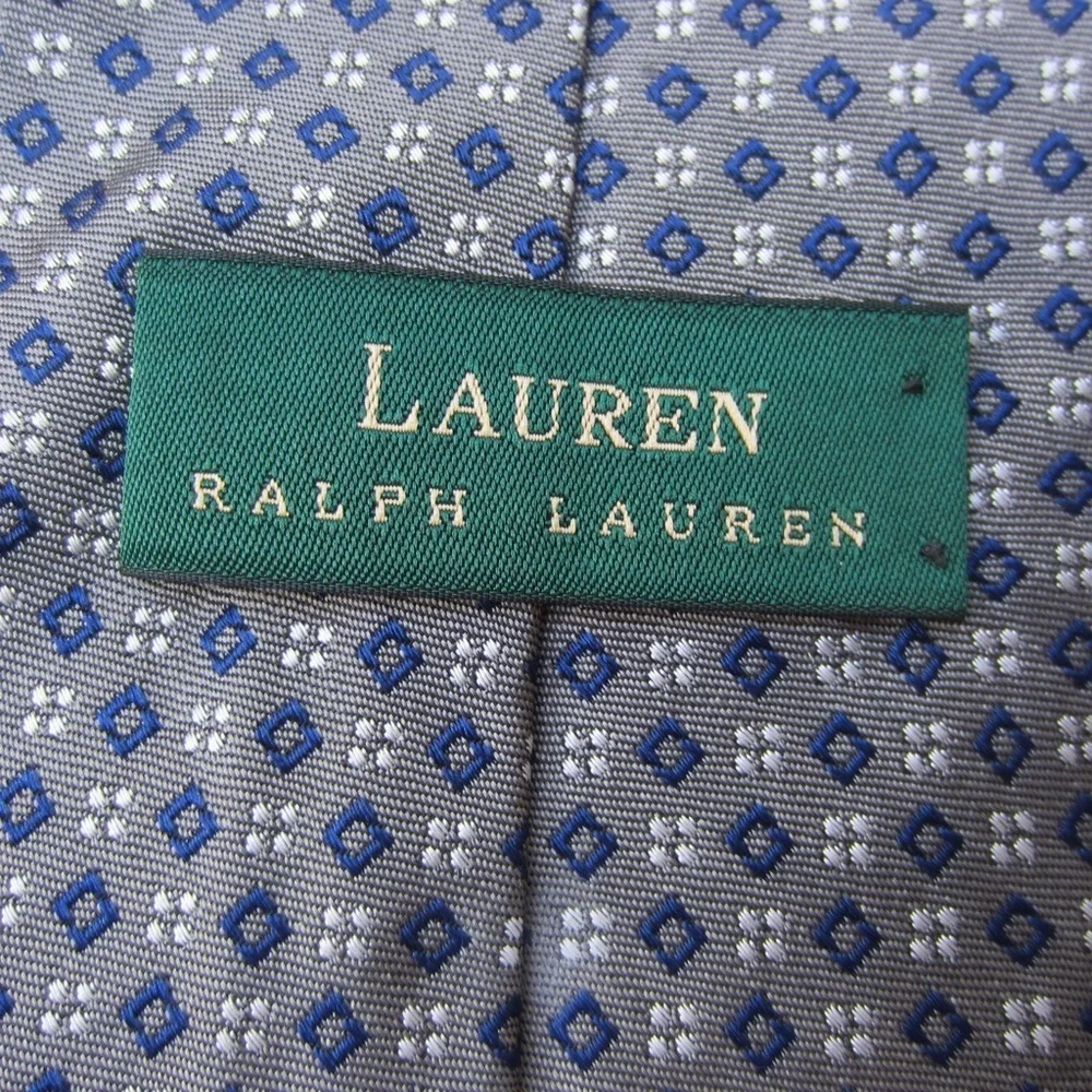 Lauren Ralph Lauren Men's Tie Blue‎ Geometric Luxury Silk Tie Made In USA…